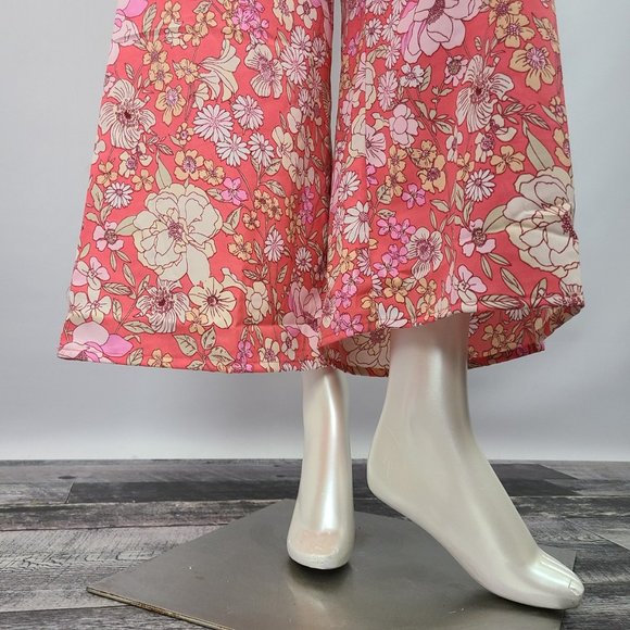 B.O.G Collection Pink Floral Wide Leg Sleeveless Jumpsuit Size M - Picture 6 of 16